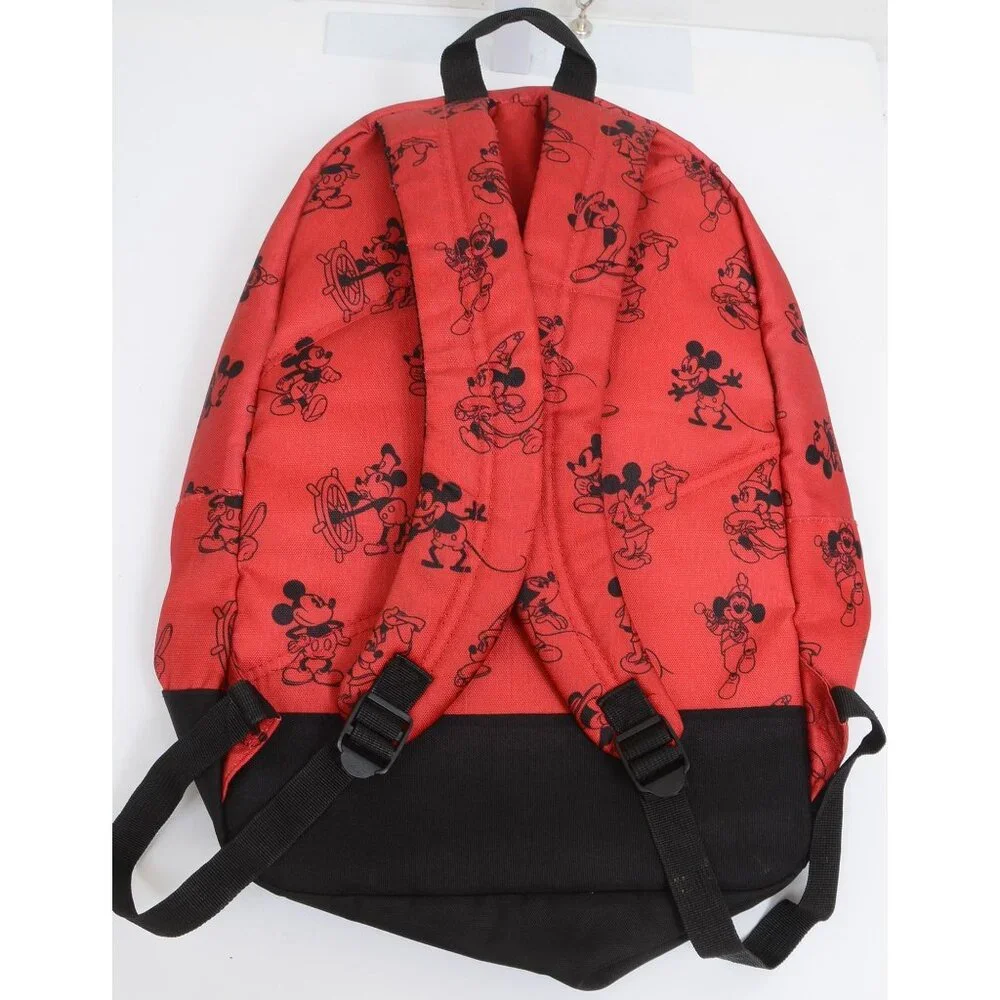 Disney Mickey Mouse Memories Backpack Steamboat Willie Red & Black School Bag